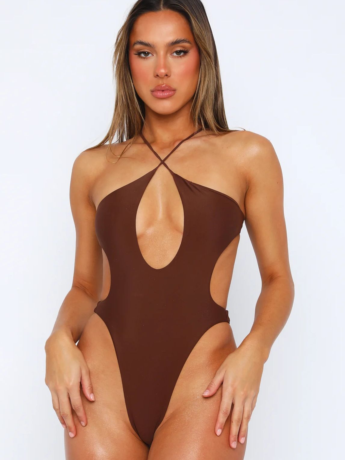 BUYCO Female Fitted Cross Hollow Out Beach One Piece