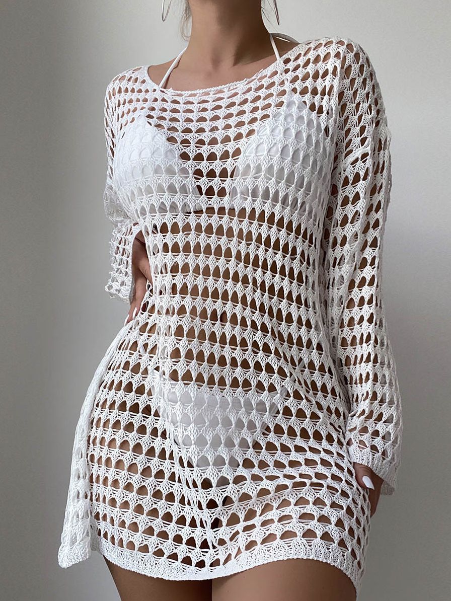 BUYCO Female Fitted Sheer Fishnet Swimwear Without Bikini Set Cover Dress