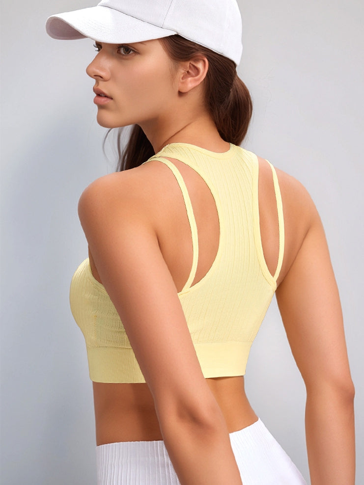 BUYCO Female Two-piece Ribbed Elastic Tight with Chest Pads Tank