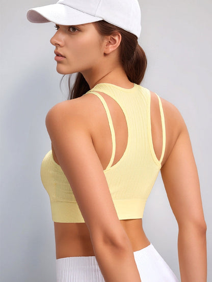 BUYCO Female Two-piece Ribbed Elastic Tight with Chest Pads Tank