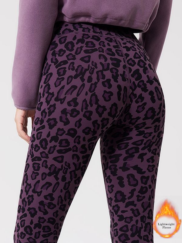 BUYCO Female Fleece Leopard Print Leggings