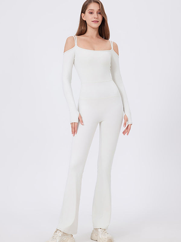 BUYCO Female U Collar Ruched Back Elastic Tight Jumpsuit