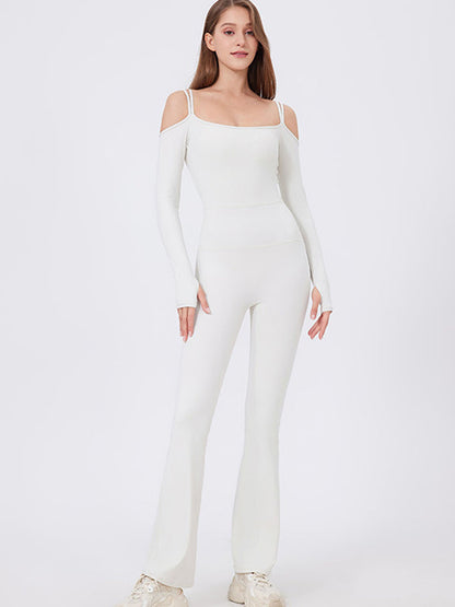 BUYCO Female U Collar Ruched Back Elastic Tight Jumpsuit