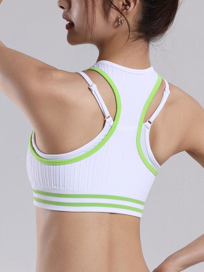 BUYCO Female Contrast Color Ribbed Elastic Tight with Chest Pads Tank