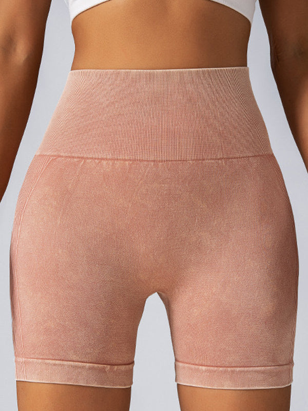 BUYCO Female Faux Denim Ruched Back Hip-lift Spandex Gym Fit Shorts