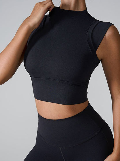 BUYCO Female Solid Color Basic Must-have Cropped Short Sleeves