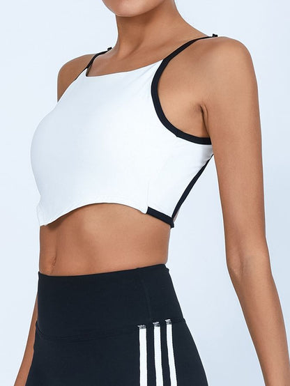 BUYCO Female Contrast Color Elastic Tight Quick Dry Hollow Out Backless Sports Bras