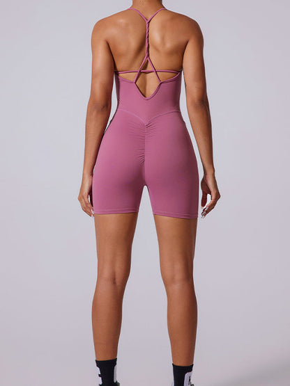BUYCO Female Cross Back Hollow Out Elastic Tight Romper