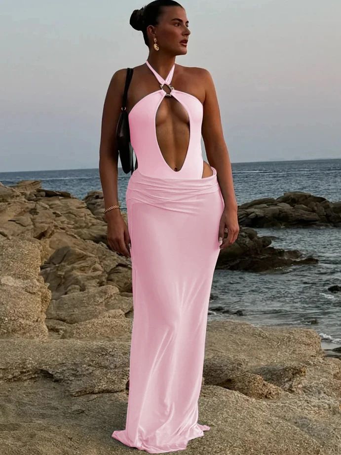 BUYCO Female Solid Color Hollow Out Mesh Sun Protection Cover-Up 2-Pieces