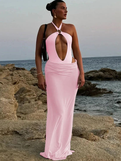 BUYCO Female Solid Color Hollow Out Mesh Sun Protection Cover-Up 2-Pieces
