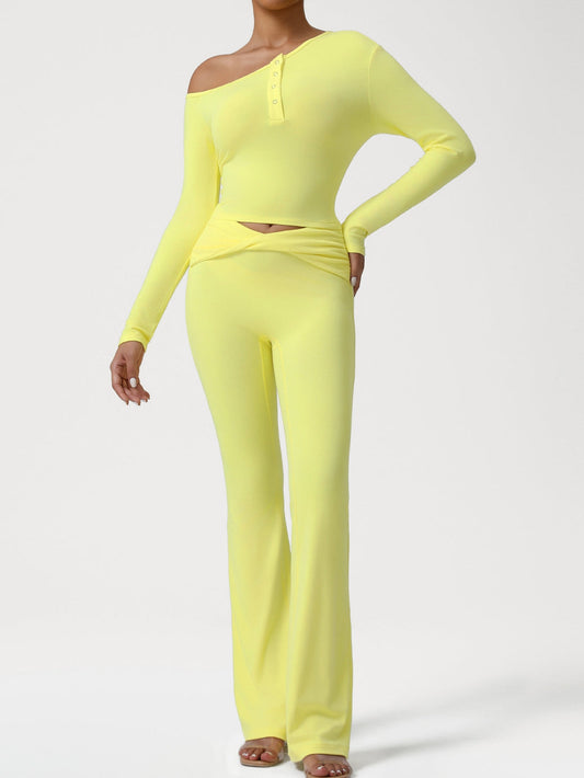 BUYCO Female Solid Color Casual Folds Buttons Tracksuit