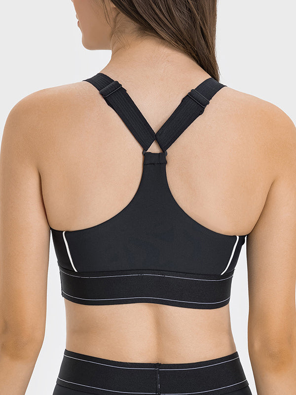 BUYCO Female Contrast Color Adjustable Strap with Chest Pads Sports Bras