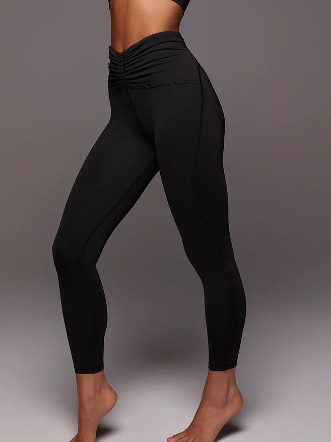 BUYCO Female Solid Color Unique Folds V Shape Waist Leggings