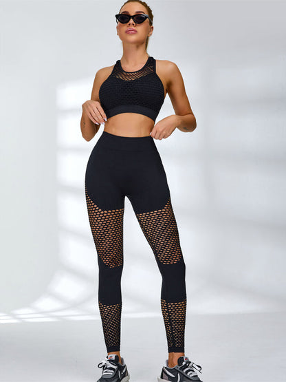 BUYCO Female Net Splicing Ruched Back Seamless Leggings
