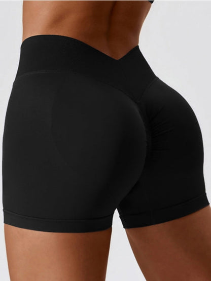 BUYCO Female Quick-dry V-shaped Waist Ruched Back Spandex Gym Fit Shorts