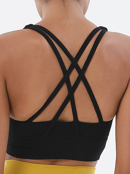 BUYCO Female U Collar Cross Back Quick Dry Seamless Sports Bras