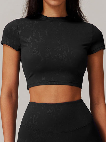 BUYCO Female Modern Stamping Print Elastic Tight Quick Dry Short Sleeves