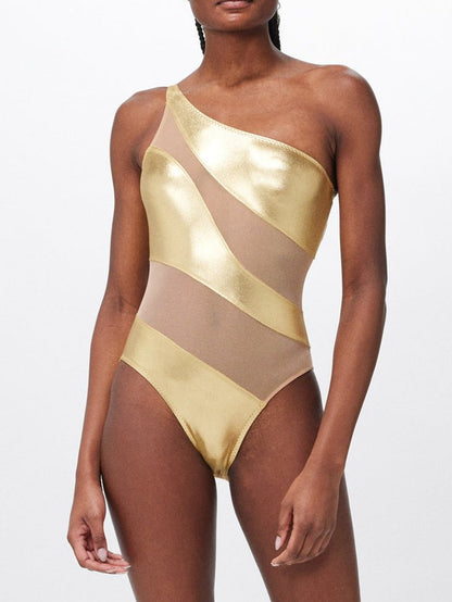 BUYCO Female Glossy Sheer Mesh Elegance One Piece