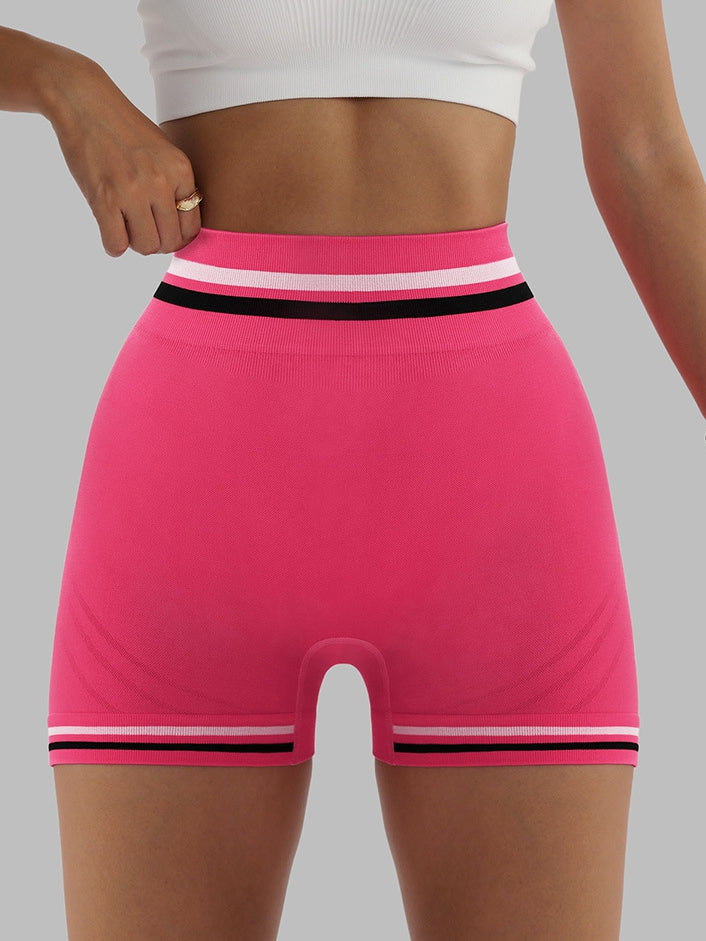 BUYCO Female Stripes Seamless Contrast Color High-rise Shorts