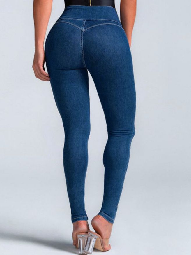 BUYCO Female Denim Elastic Tight Pocket Cargo Leggings