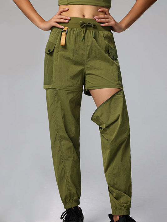 BUYCO Female Drawstring Pocket Casual Cargo 2 in 1 Design Pants