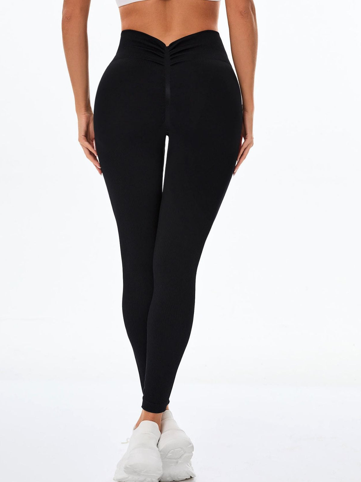 BUYCO Female Deep V Seamless Quick Dry High-waisted Ruched Back Leggings