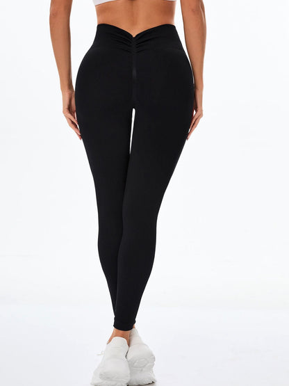 BUYCO Female Deep V Seamless Quick Dry High-waisted Ruched Back Leggings