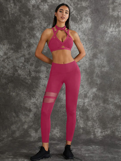 BUYCO Female Unique Cut Out Pocket Mesh Ruched Back Spandex Gym Fit Shorts