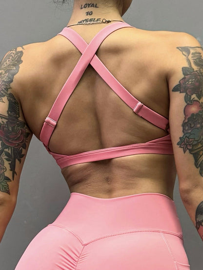 BUYCO Female Folds Cutout Cross Back Sports Bras