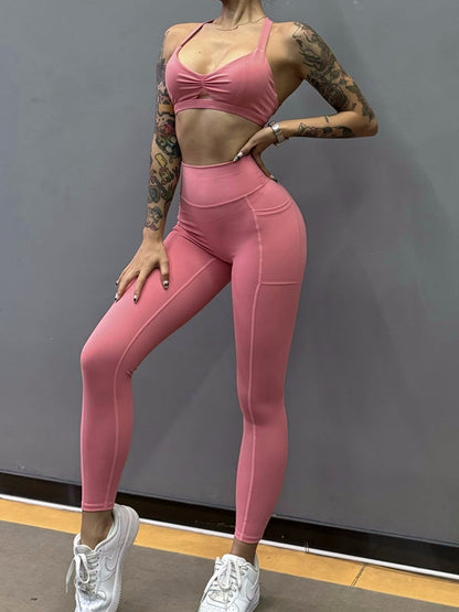 BUYCO Female Folds Cutout Cross Back Sports Bras