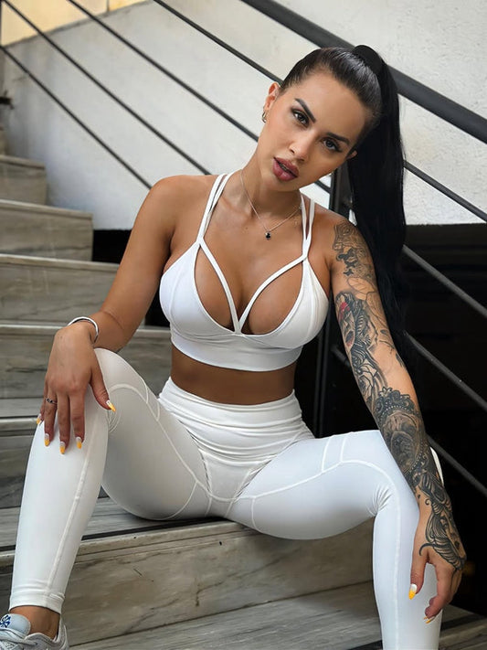 BUYCO Female Extra Fitted Push-Up "Juicy White" Cross Back Tracksuit