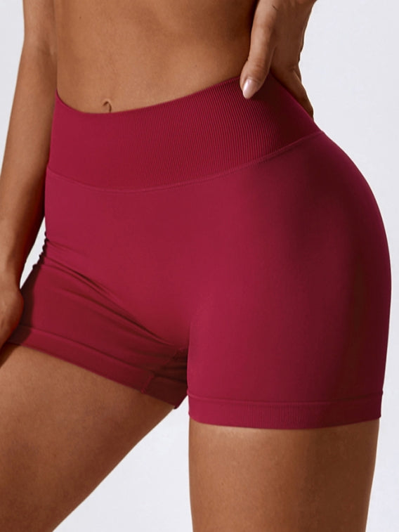 BUYCO Female Quick-dry V-shaped Waist Ruched Back Spandex Gym Fit Shorts
