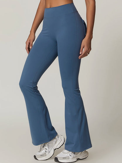 BUYCO Female Pocket Ruched Back Flare Cargo Leggings