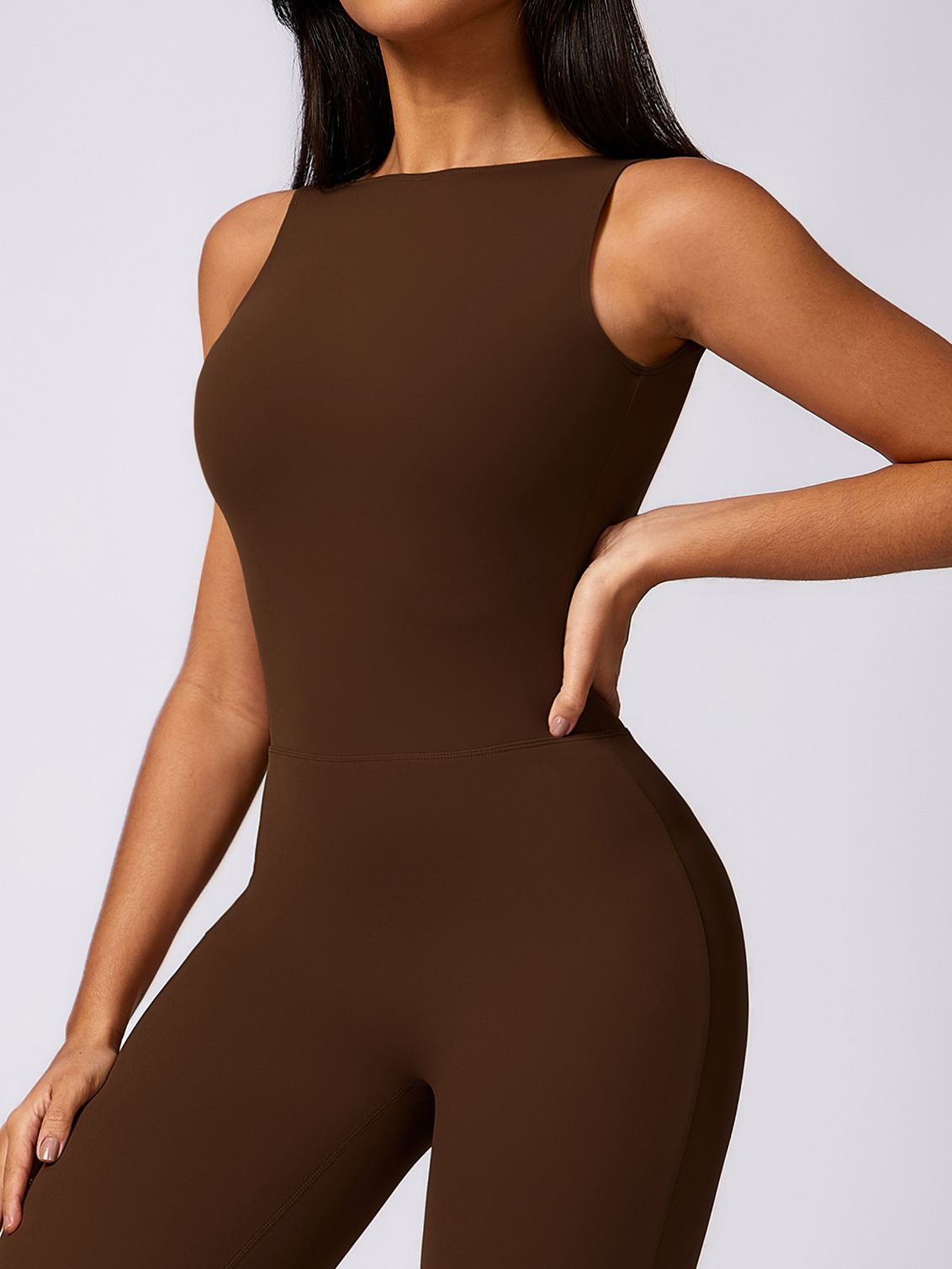 BUYCO Female Backless Elastic Tight Ruched Back Flare Jumpsuit