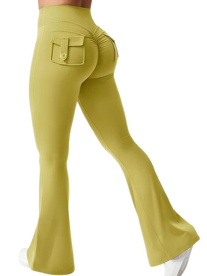 BUYCO Female Pocket Ruched Back Flare Cargo Leggings