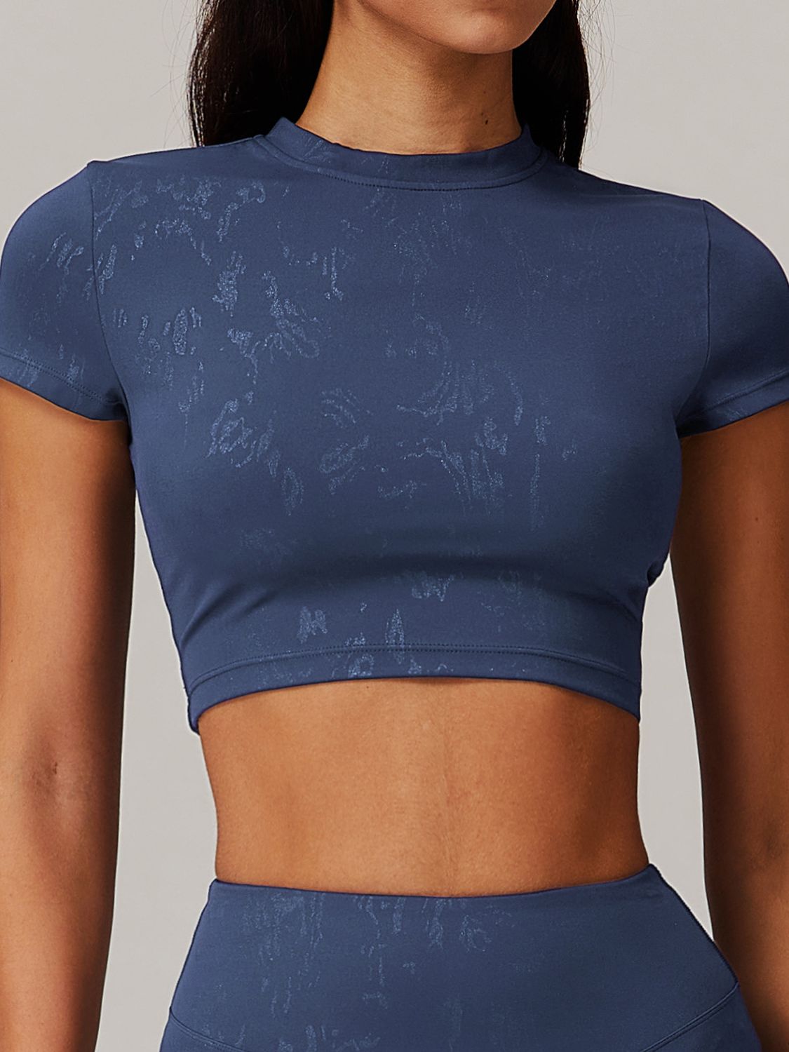 BUYCO Female Modern Stamping Print Elastic Tight Quick Dry Short Sleeves