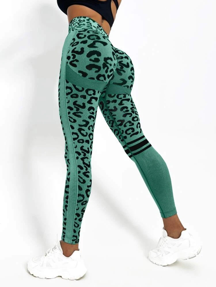 BUYCO Female Leopard Ruched Back Quick-dry Leggings