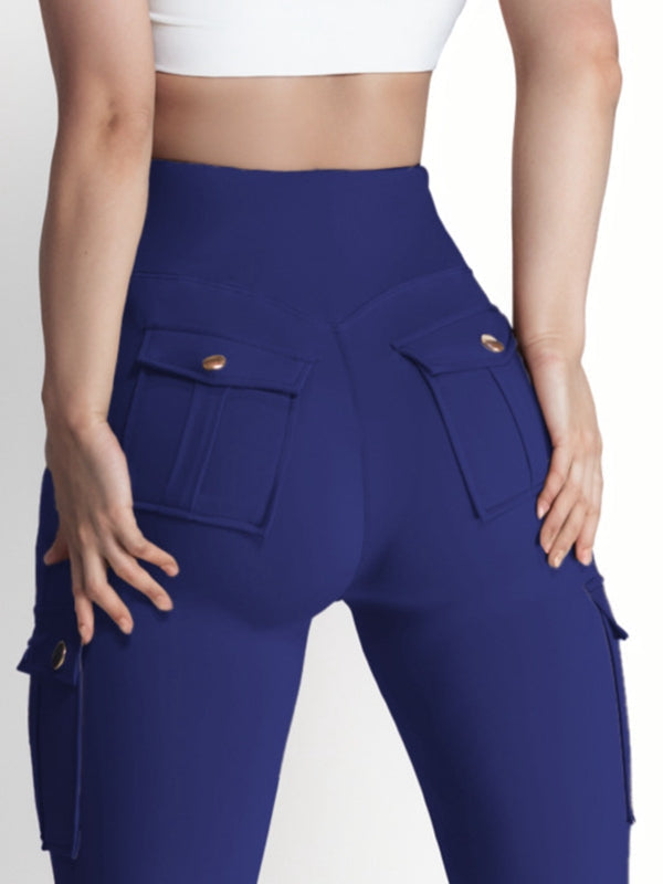 BUYCO Female Pocket High-rise Cargo Style Cropped Leggings