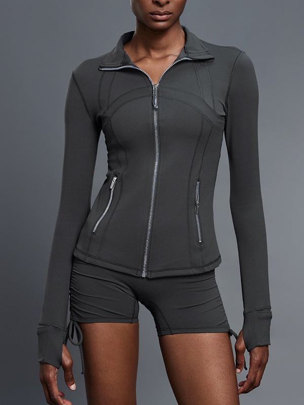 BUYCO Female Fitted Zipper Pocket Thumbhole Jacket