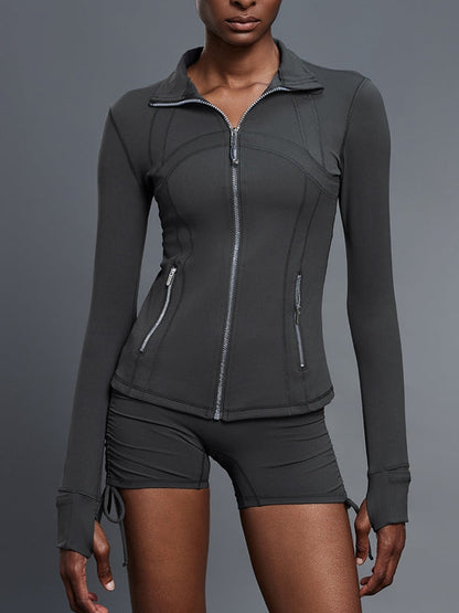 BUYCO Female Fitted Zipper Pocket Thumbhole Jacket