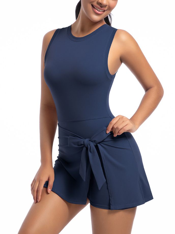 BUYCO Female Solid Color 2 in 1 Design Quick-dry Dress