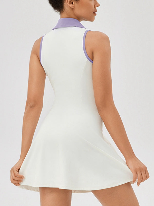 BUYCO Female Lapel Collar Zipper Short Dress