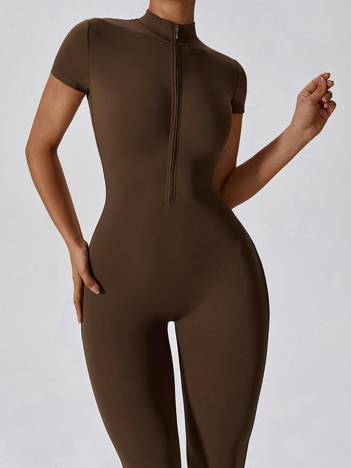 BUYCO Female Stand Collor Zipper Hip-lift Jumpsuit