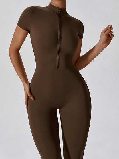 BUYCO Female Stand Collor Zipper Hip-lift Jumpsuit