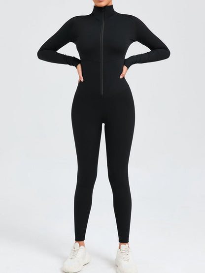 BUYCO Female Zipper Stand Collar Long-Sleeved Jumpsuit
