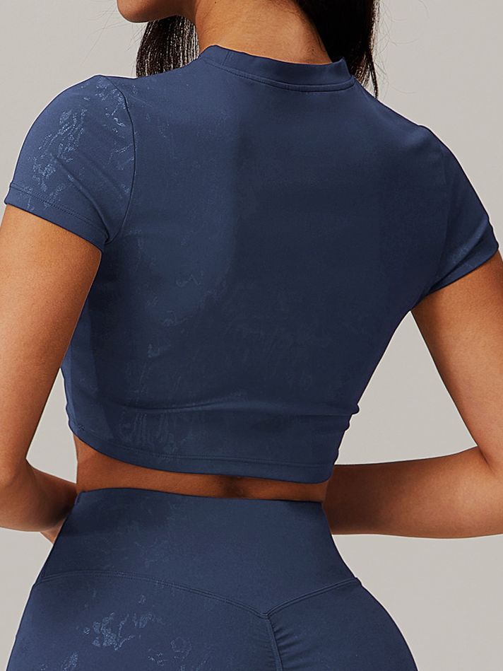 BUYCO Female Modern Stamping Print Elastic Tight Quick Dry Short Sleeves