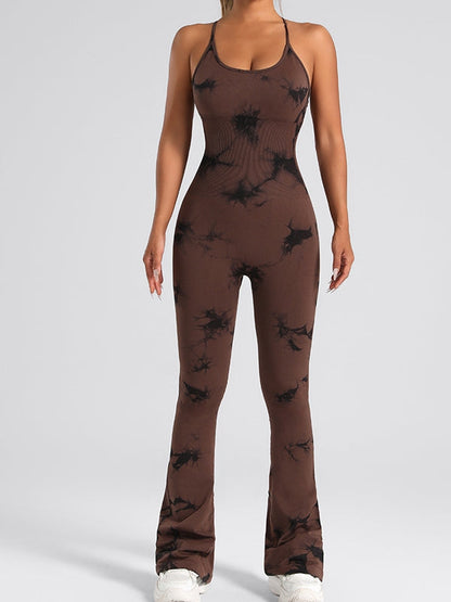 BUYCO Female Modern Tie-dye Cross Back Flare Jumpsuit
