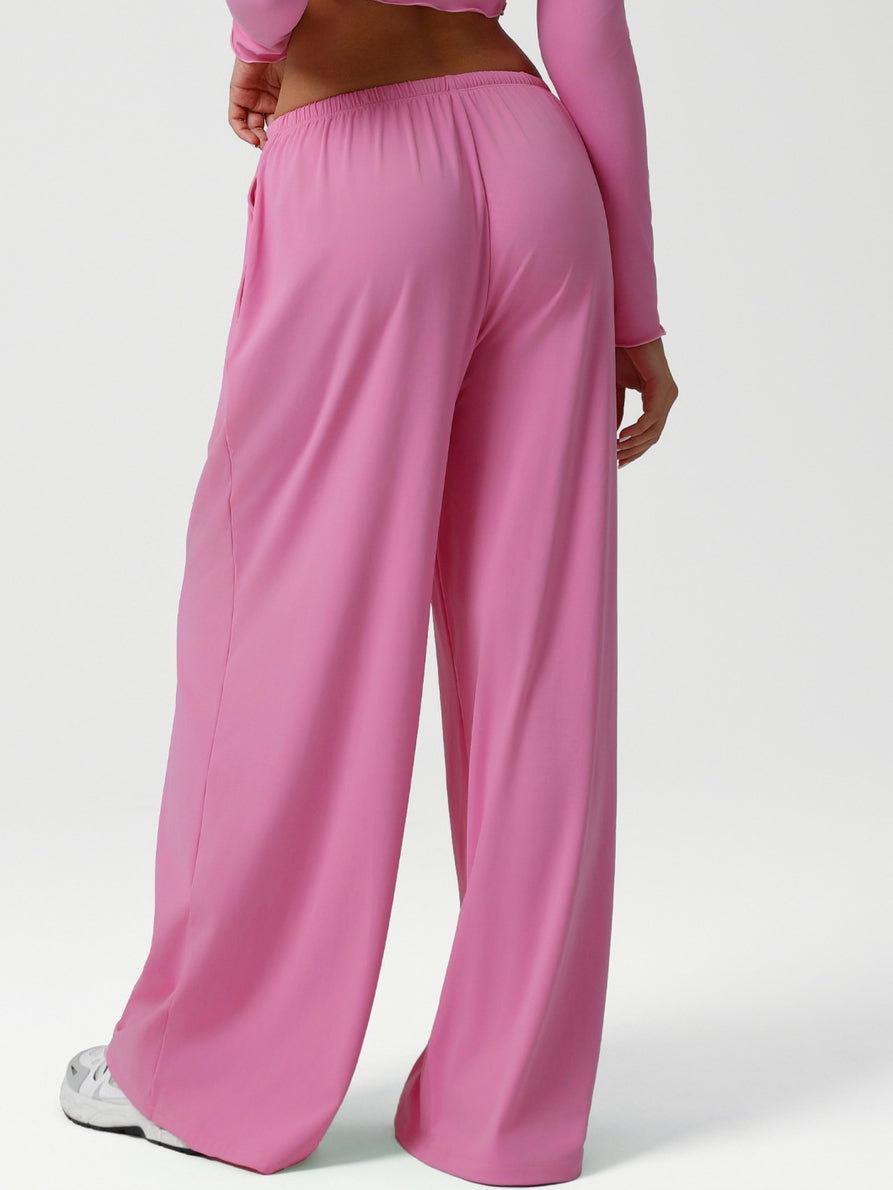 BUYCO Female Drawstring Pocket Solid Color Casual Pants