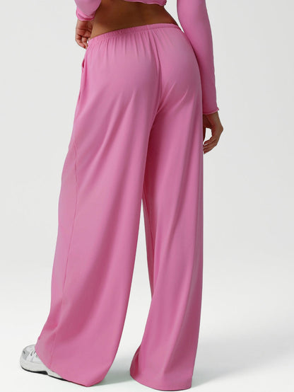 BUYCO Female Drawstring Pocket Solid Color Casual Pants