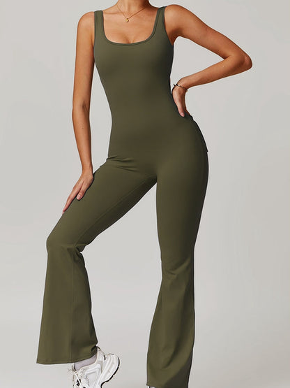 BUYCO Female Fitted Cutout Pocket Flare Fit Cargo Jumpsuit